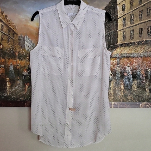 Equipment Sleeveless Blouse in Polka Dot Print - Picture 1 of 8